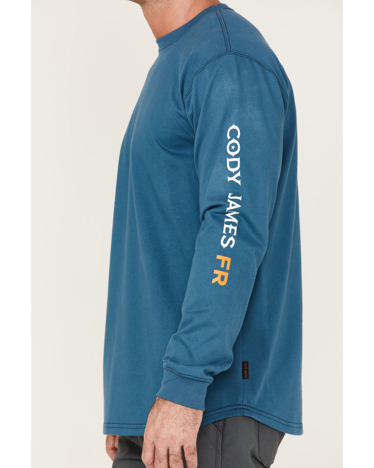 Image #3 - Cody James Men's FR Logo Long Sleeve Work T-Shirt, Blue, hi-res
