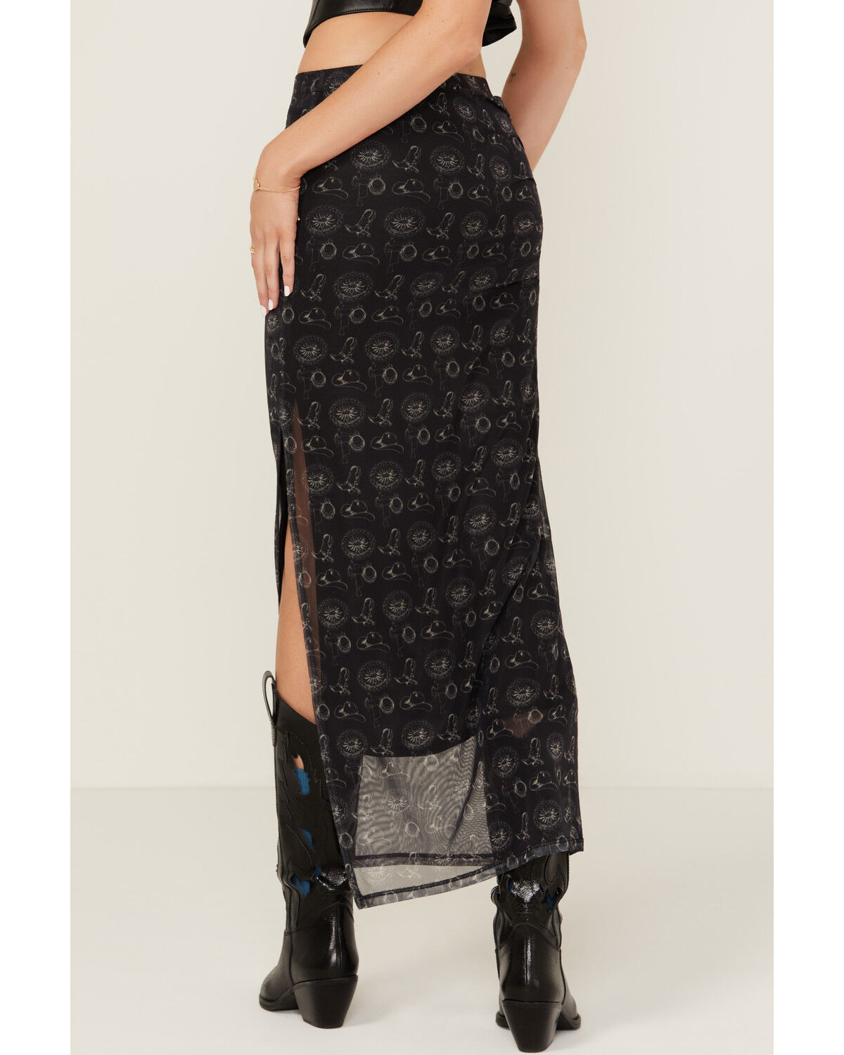 Image #4 - Rock & Roll Denim Women's Conversation Print Skirt, Black, hi-res