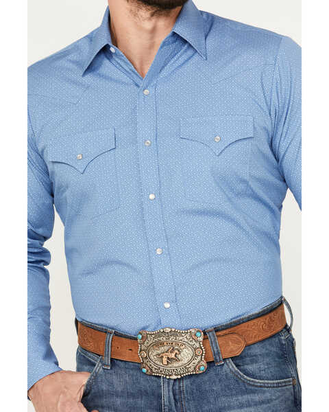 Image #3 - Ely Walker Men's Geo Print Long Sleeve Pearl Snap Western Shirt - Tall  , Blue, hi-res