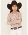 Image #1 - Cruel Girl Girls' Printed Long Sleeve Rhinestone Snap Western Shirt, Pink, hi-res