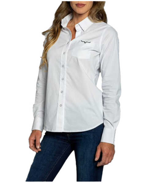 Kimes Ranch Women's Team Button Down Long Sleeve Shirt, White, hi-res