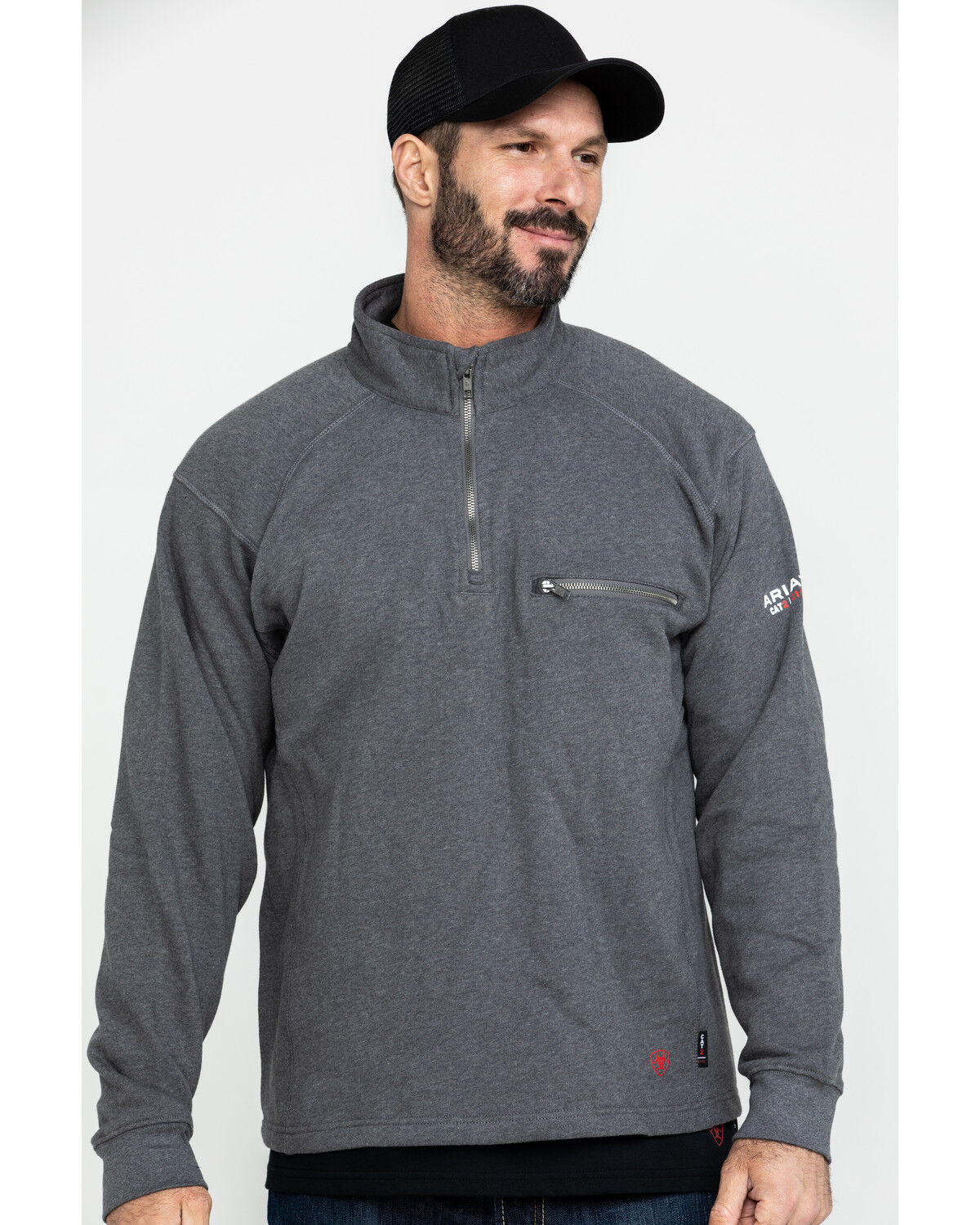 Image #3 - Ariat Men's FR Rev 1/4 Zip Work Shirt, Charcoal, hi-res