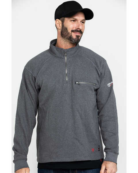 Image #3 - Ariat Men's FR Rev 1/4 Zip Work Shirt , Charcoal, hi-res