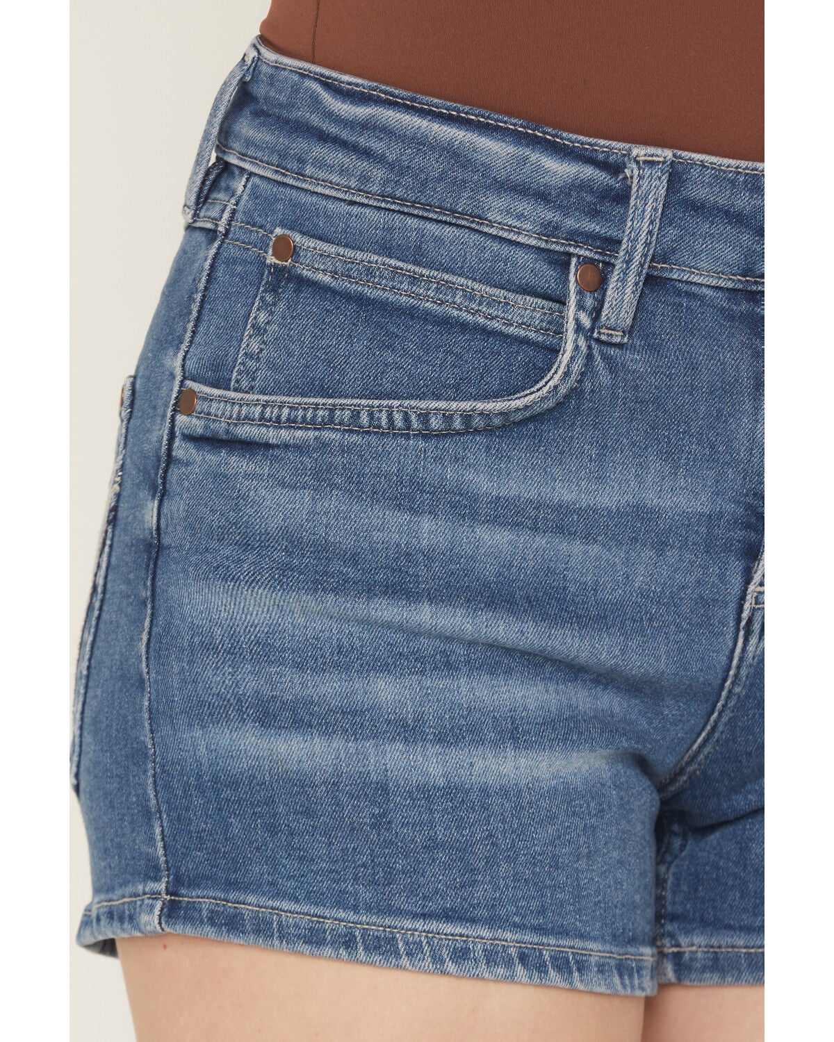 Image #2 - Wrangler Women's Medium Wash Mid Rise May Stretch Denim Shorts, Medium Wash, hi-res