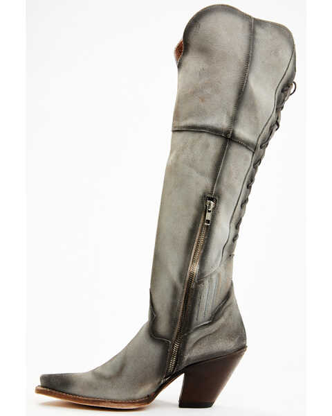 Image #3 - Dan Post Women's Corsette Over The Knee Fashion Western Boots - Snip Toe, Light Grey, hi-res