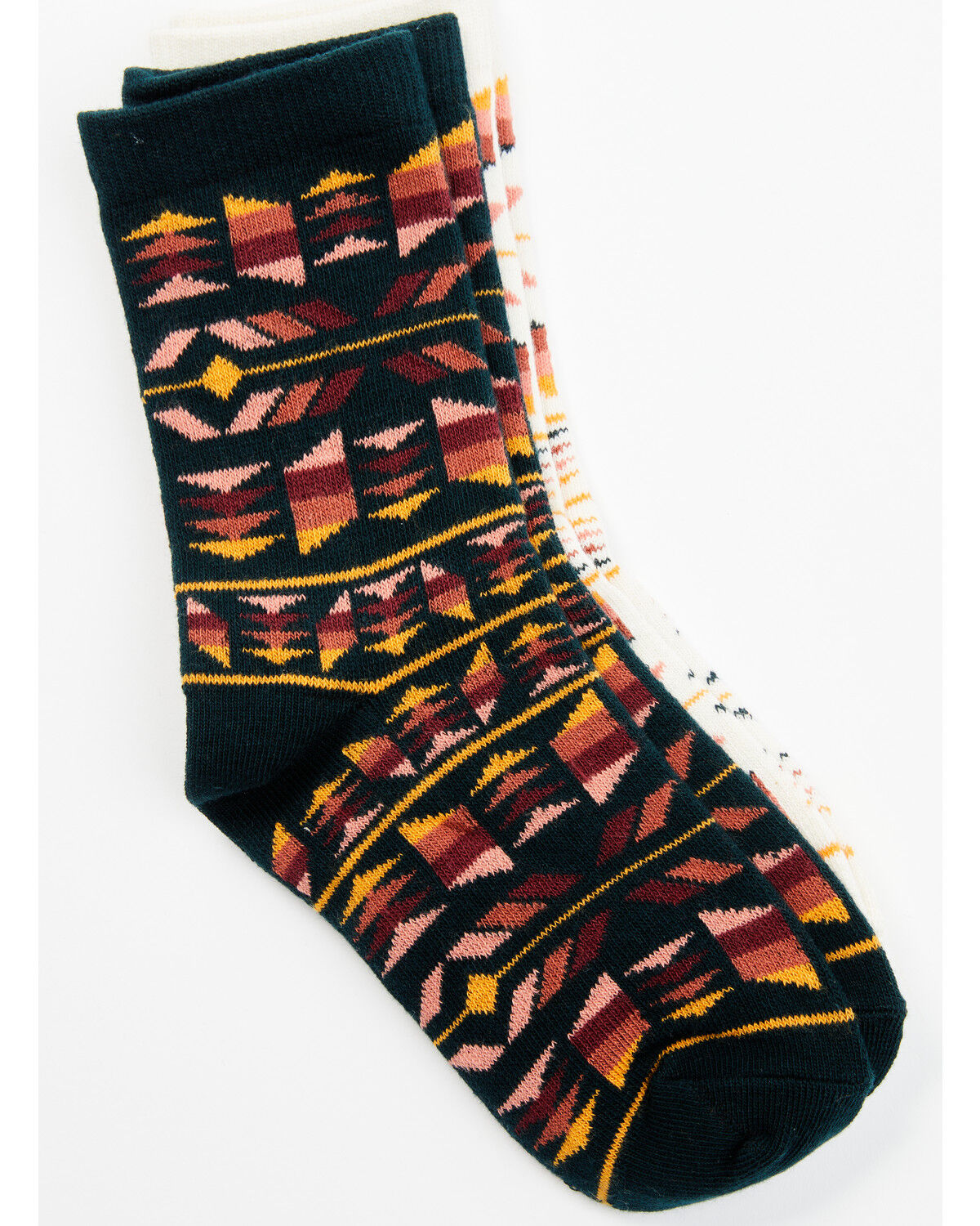 Image #1 - Shyanne Girls' Josie Southwestern Print Socks - 2 Pack, Brandy Brown, hi-res