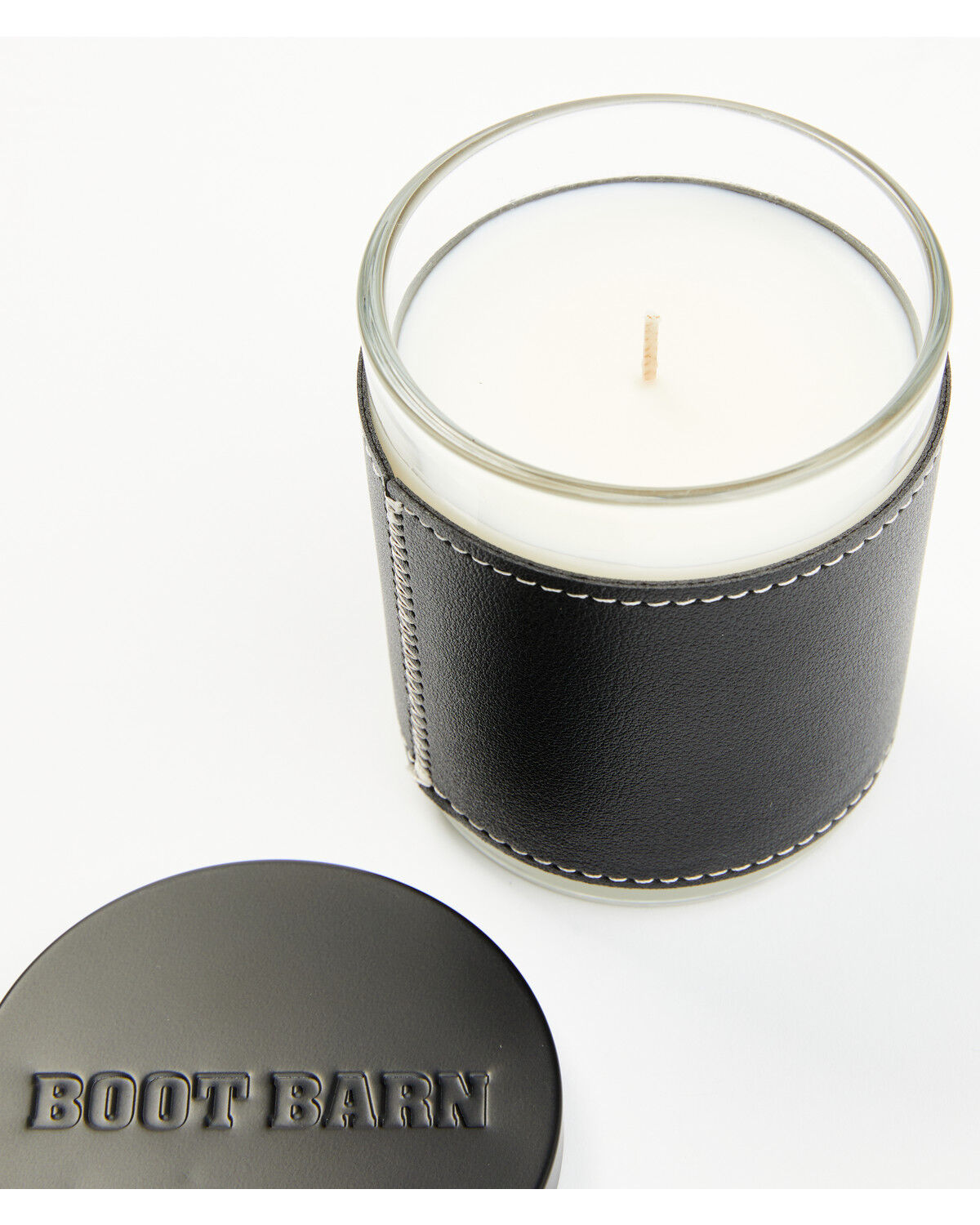 Image #1 - Boot Barn Leather & Teakwood Leather Bound 8oz Soy Candle, Black, hi-res