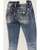 Image #2 - Miss Me Women's Medium Wash Mid Rise Sequin Embroidery Bootcut Jeans, Blue, hi-res