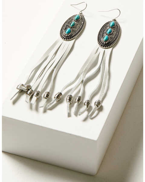 Cowgirl Confetti Women's Three Bells Concho & Tassel Earrings, Silver, hi-res
