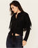 Image #1 - Idyllwind Women's Fate Faux Suede Fringe Long Sleeve Button-Down Tie-Front Shirt, Black, hi-res