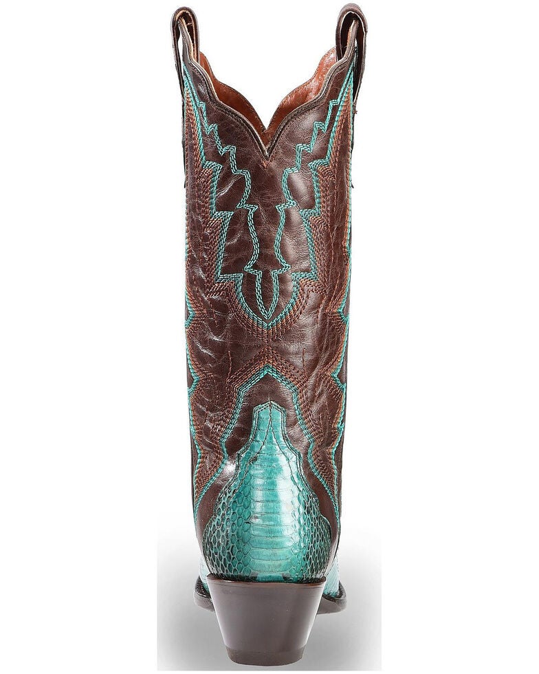 Dan Post Women S Turquoise Water Snake Triad Cowgirl Boots Snip Toe Sheplers