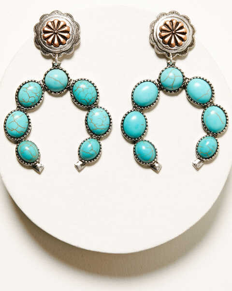 Image #1 - Shyanne Women's Cactus Rose Turquoise Blossom Earrings , Silver, hi-res