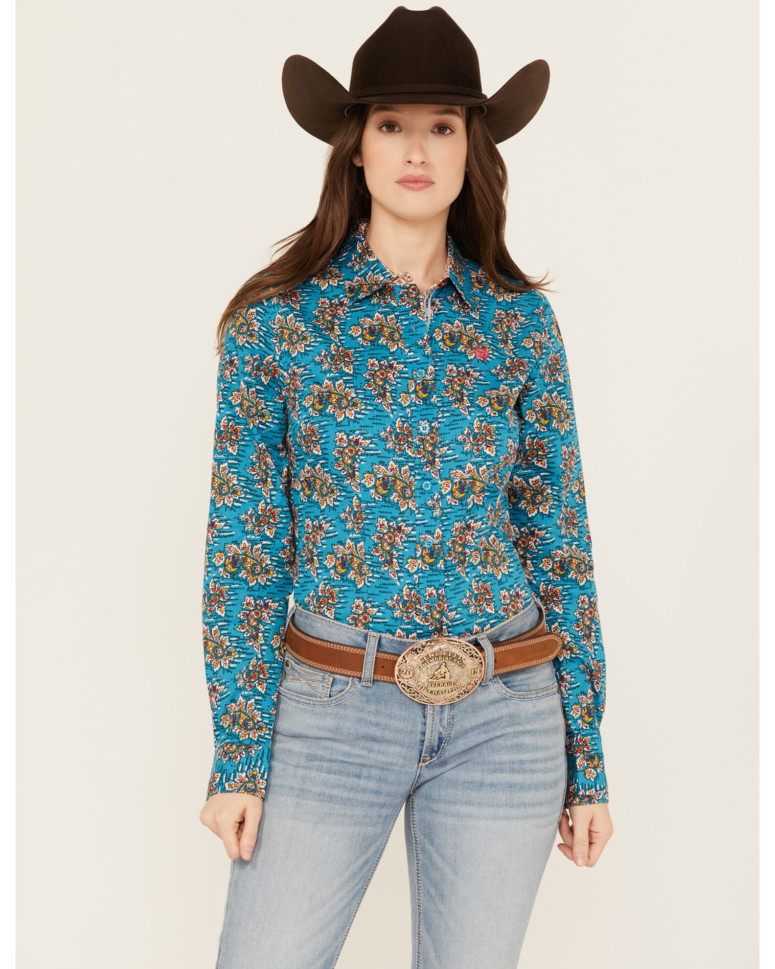 Womens floral western shirt on sale