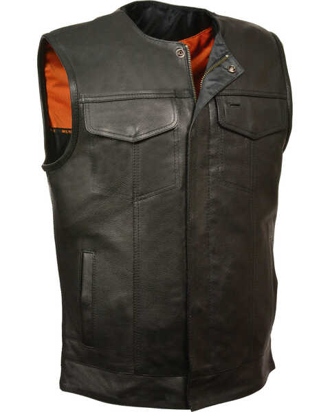 Milwaukee Leather Men's Collarless Club Style Vest - Big 3X, Black, hi-res