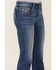 Image #4 - Miss Me Girls' Dark Wash Steerhead Pocket Bootcut Stretch Denim Jeans, Blue, hi-res