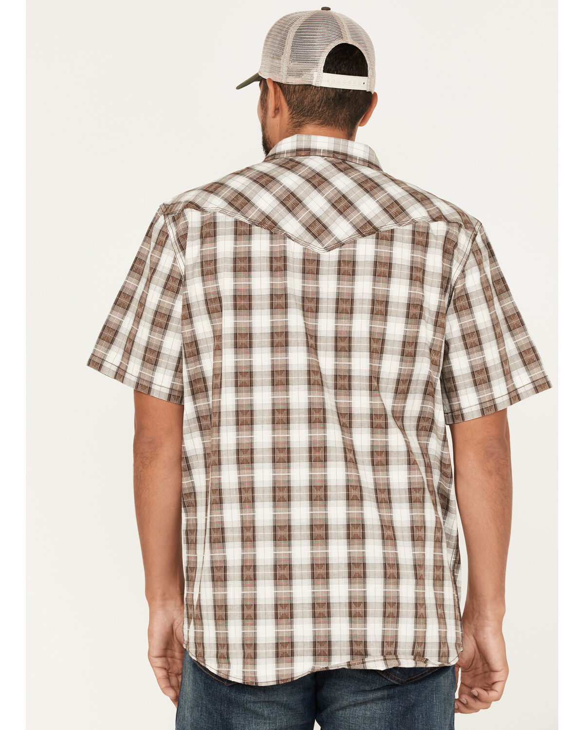 Image #4 - Moonshine Spirit Men's Twisted Barb Plaid Snap Western Shirt, Brown, hi-res