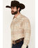 Image #2 - Roper Men's West Made Southwestern Print Long Sleeve Pearl Snap Western Shirt, Tan, hi-res