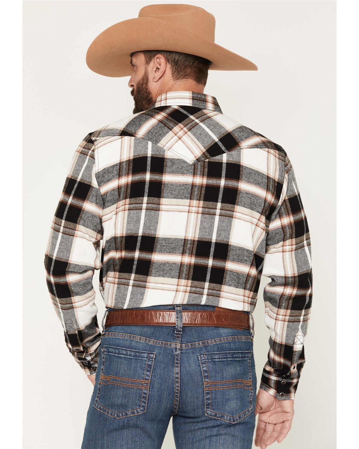 Image #4 - Cody James Men's Standard Issue Plaid Print Long Sleeve Snap Flannel Shirt - Tall, Black, hi-res