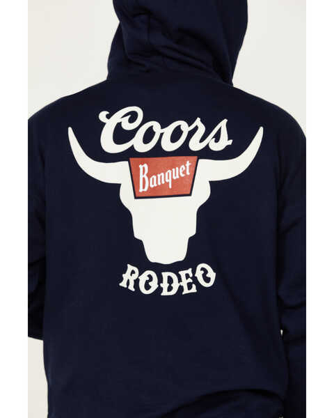 Image #4 - Changes Men's Boot Barn Exclusive Coors Banquet Logo Hooded Sweatshirt , Navy, hi-res