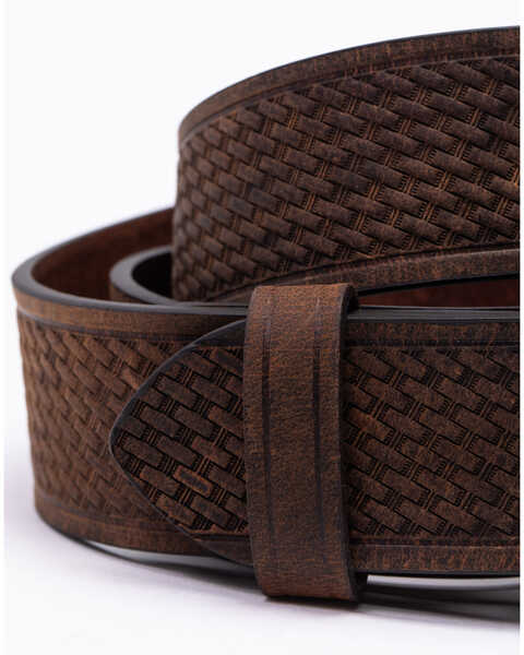 Image #3 - Hawx® Men's Roller Buckle Basket-Weave Belt , Brown, hi-res
