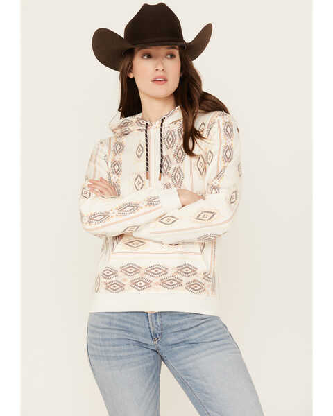 Image #1 - Shyanne Women's Southwestern Pullover Hoodie, White, hi-res
