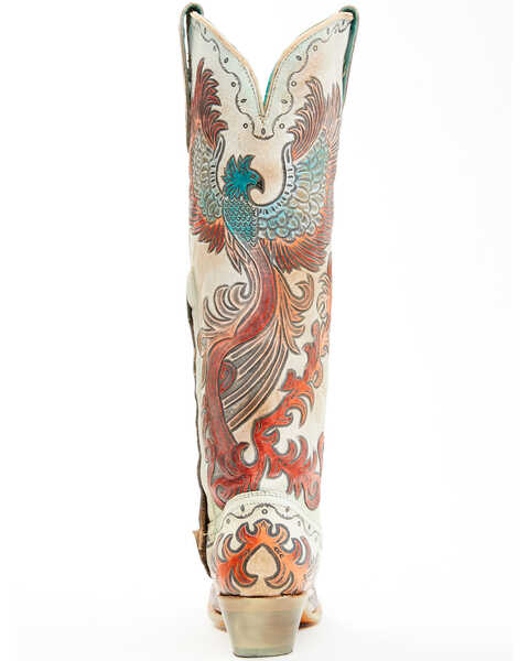 Image #5 - Corral Women's Fire Phoenix Hand Tooled And Painted Tall Western Boots - Snip Toe , White, hi-res