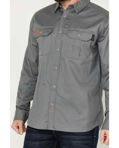 Image #3 - Hawx Men's FR Woven Long Sleeve Button-Down Work Shirt - Tall , Silver, hi-res