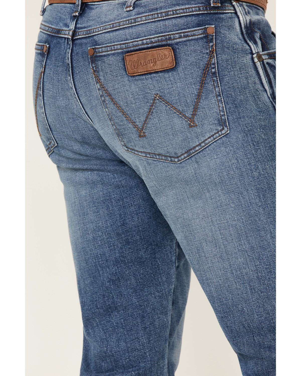 Image #4 - Wrangler Retro Men's Payson Light Wash Stretch Slim Straight Jeans, Light Wash, hi-res