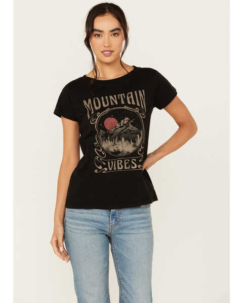 Image #1 - Shyanne Women's Mountain Vibe Short Sleeve Graphic Tee, Black, hi-res