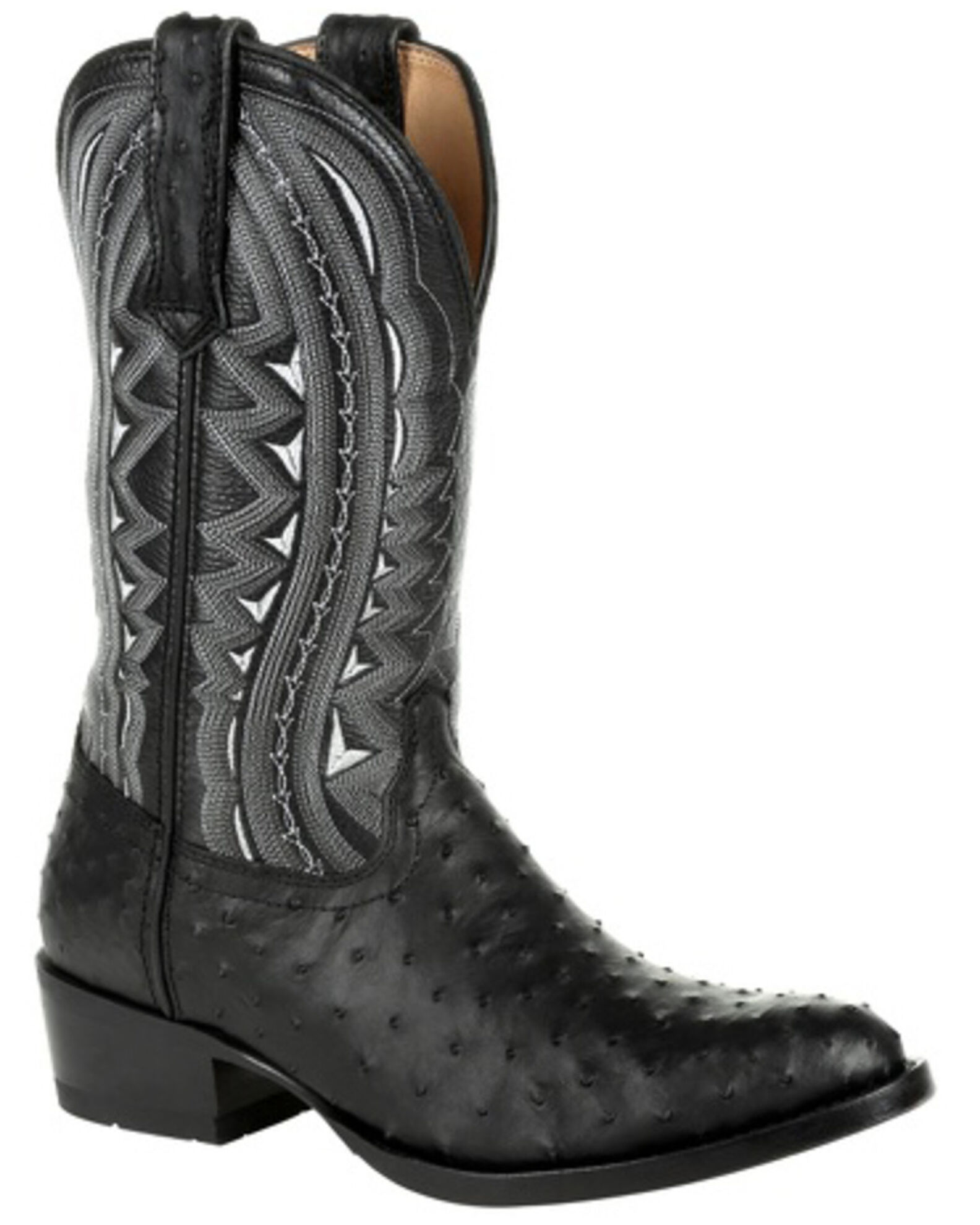 Durango Men s Black Full Quill Ostrich Western Boots Round Toe Sheplers