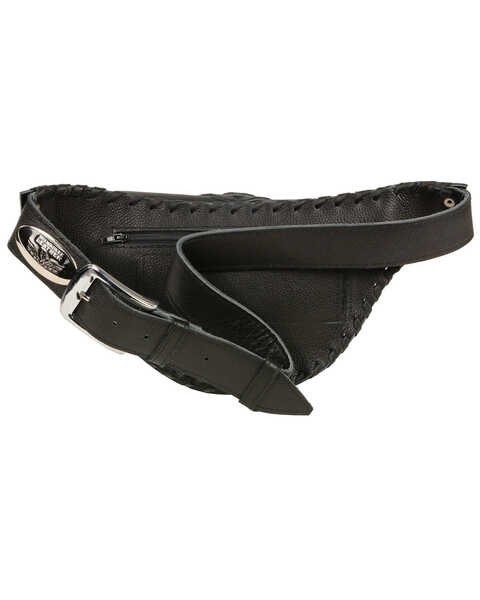 Image #3 - Milwaukee Leather Women's Stone Inlay & Gun Holster Braided Leather Hip Bag, Black, hi-res