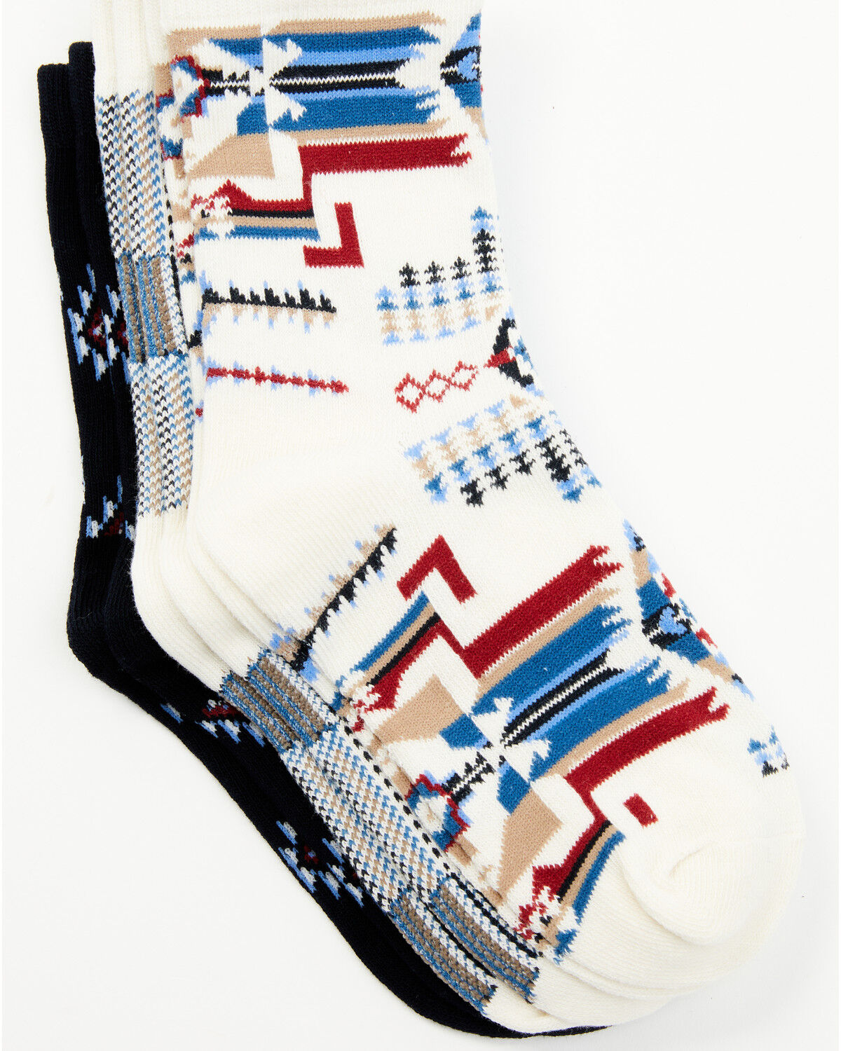 Image #3 - Shyanne Girls' Jesse Southwestern Crew Socks - 3-Pack, Blue, hi-res