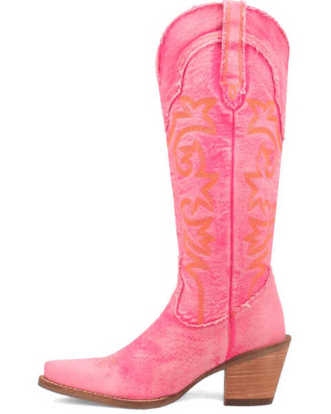 Image #3 - Dingo Women's Texas Tornado Tall Western Boots - Pointed Toe , Pink, hi-res