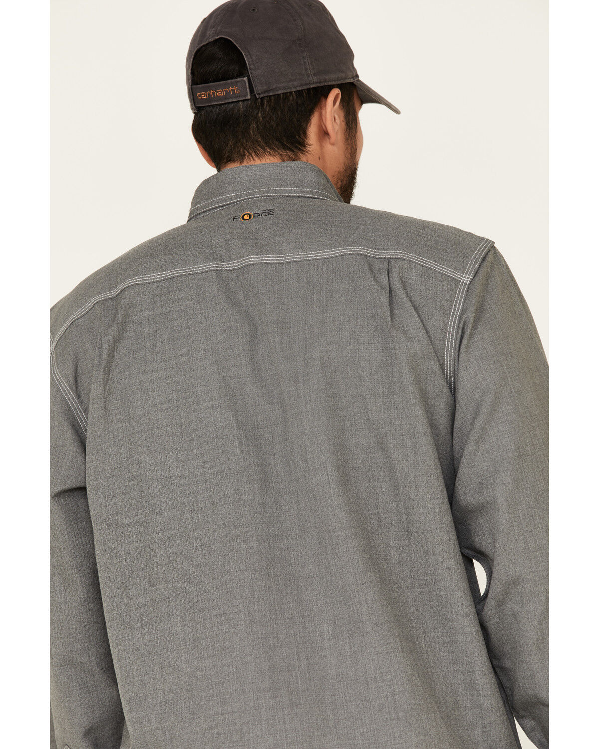 Image #5 - Carhartt Men's FR Force Lightweight Performance Woven Long Sleeve Work Shirt, Grey, hi-res