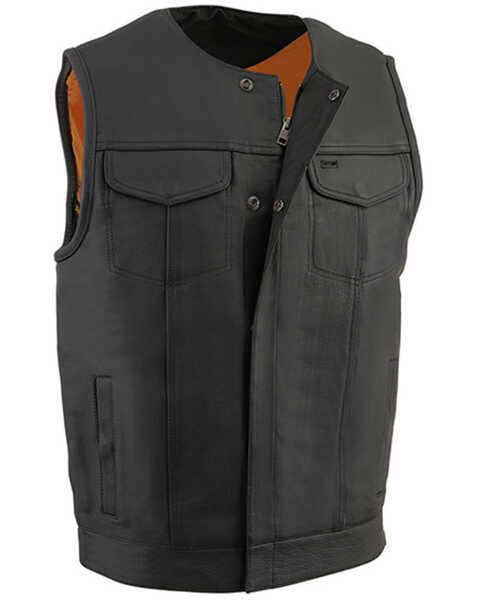 Image #2 - Milwaukee Leather Men's Cool-Tec Leather Concealed Carry Motorcycle Club Style Vest - 4X, Black, hi-res