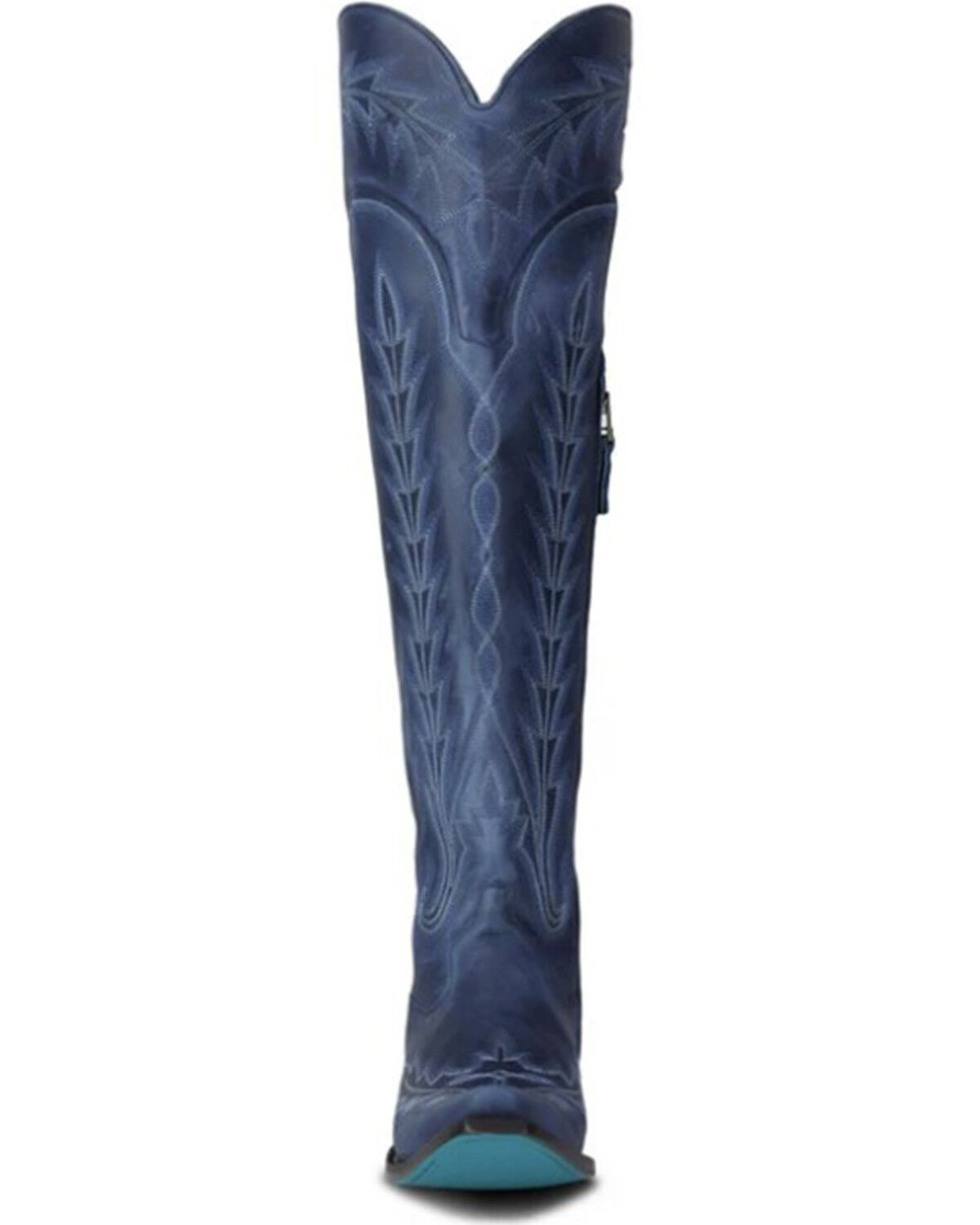 Image #4 - Lane Women's Lexington Over The Knee Corset Western Boots - Snip Toe, Navy, hi-res
