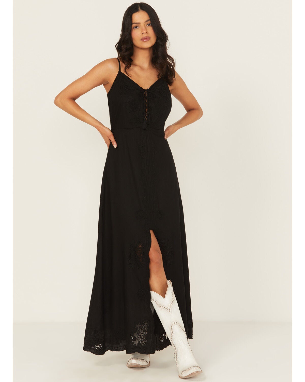 Image #3 - Idyllwind Women's Cut Work Sleeveless Maxi Dress, Black, hi-res