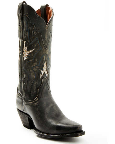 Image #1 - Dan Post Women's Strut Inlay Western Boots - Snip Toe, Black, hi-res