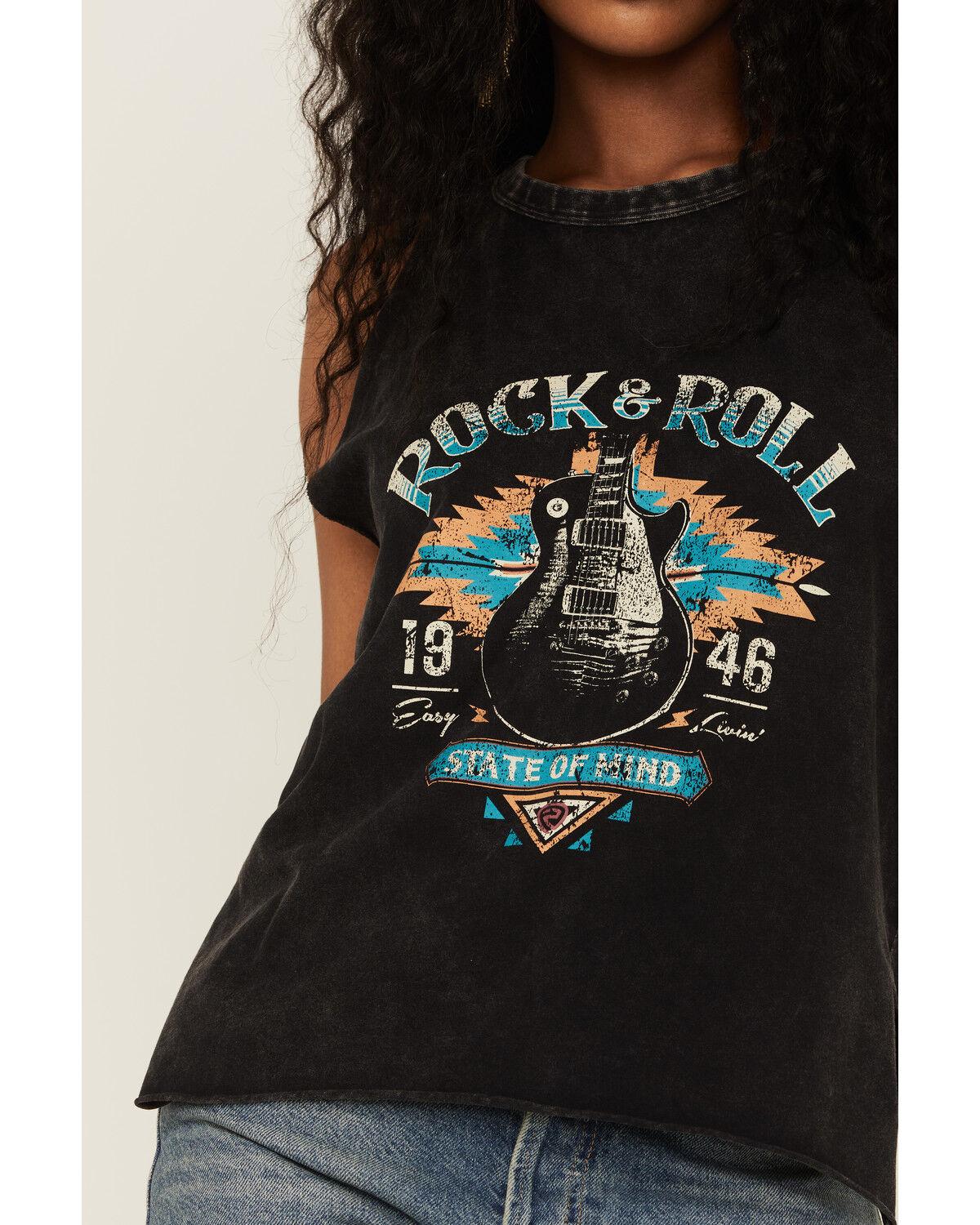 Image #3 - Panhandle Women's Rock & Roll Southwestern Print Black Black Graphic Muscle Tank, , hi-res