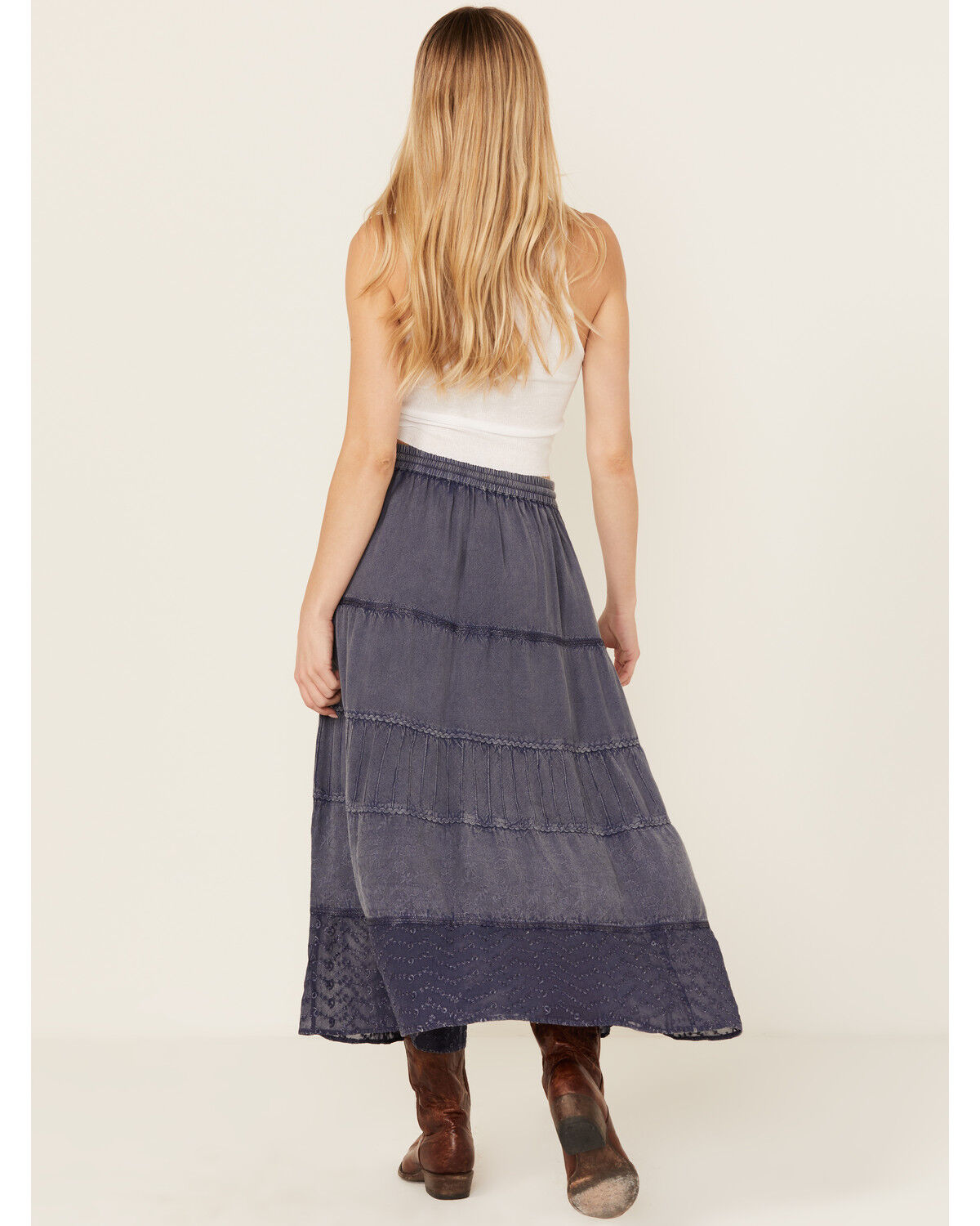 Image #3 - Gunit Women's Embroidered Midi Skirt, Navy, hi-res