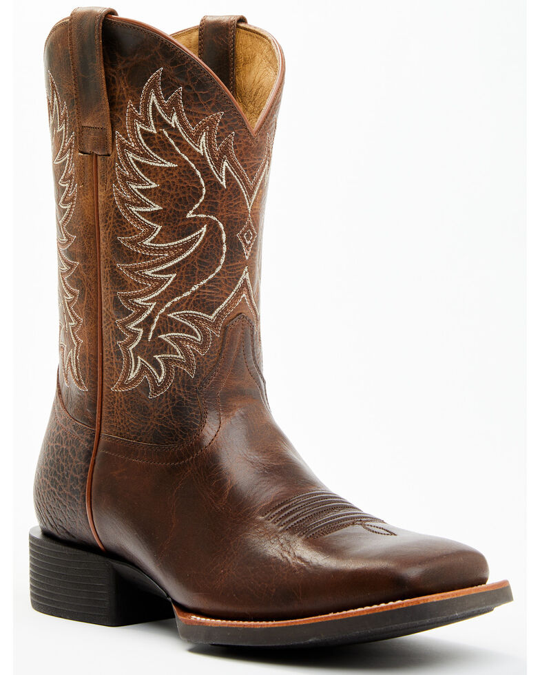 Rank 45 Men's Xero Gravity Embroidered Performance Boots - Square Toe, Brown, hi-res