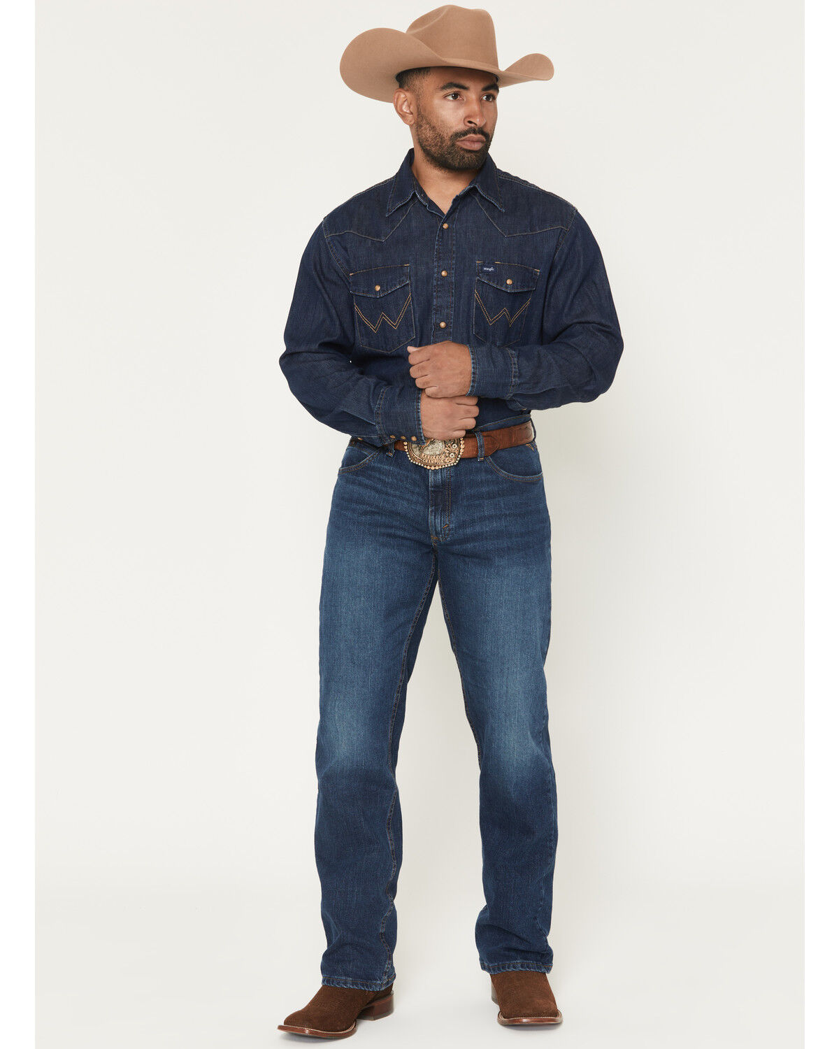 Image #1 - Wrangler X Cody Johnson Men's 02MWX Moonlight Dark Wash Slim Bootcut Stretch Denim Jeans - Tall, Dark Wash, hi-res