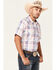 Image #2 - Cody James Men's Woodson Large Plaid Print Short Sleeve Snap Western Shirt, White, hi-res