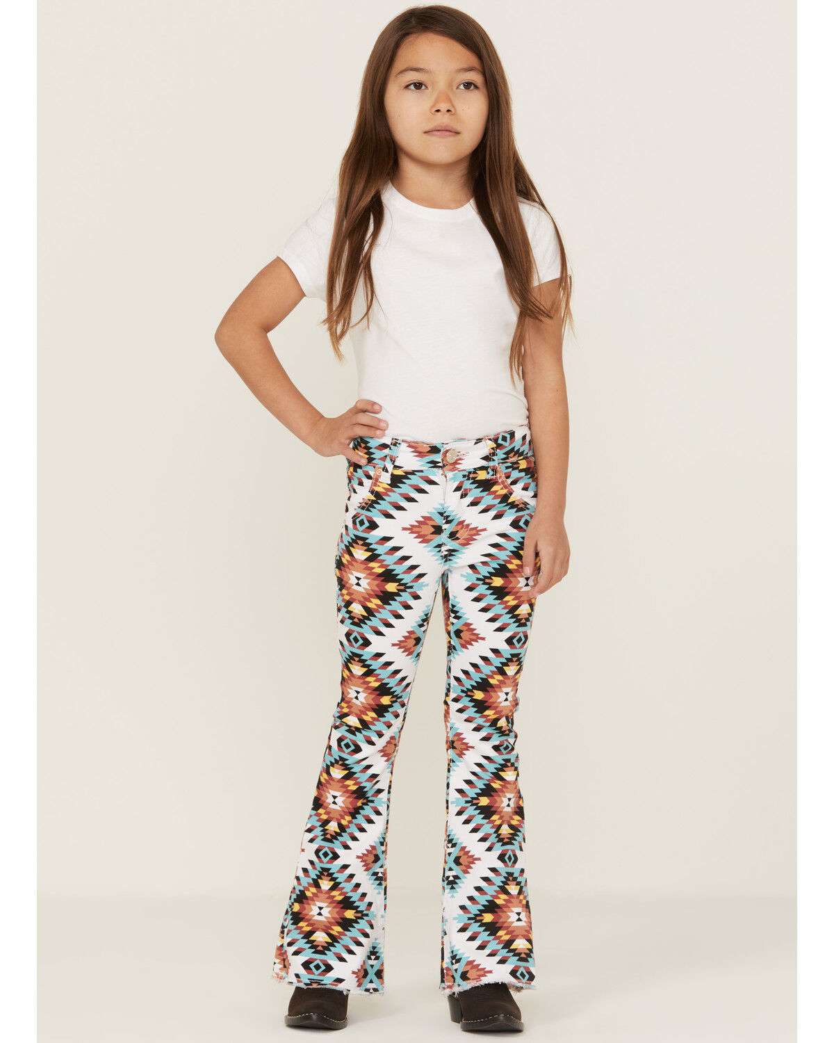Image #1 - Ranch Dress'n Girls' Santa Fe Southwestern Print Flare Jeans, Multi, hi-res