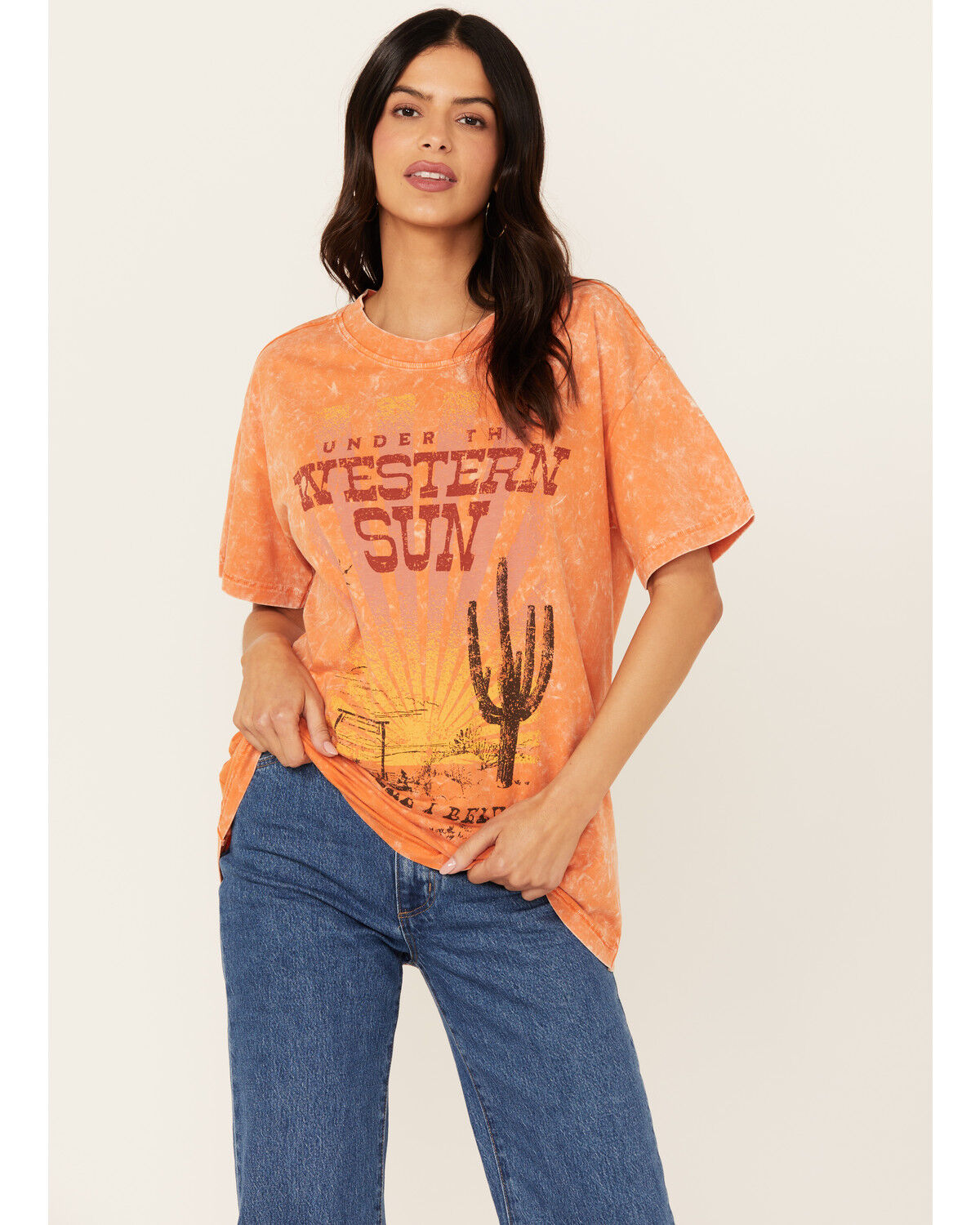 Image #1 - Shyanne Women's Under The Western Sun Short Sleeve Graphic Tee, Orange, hi-res