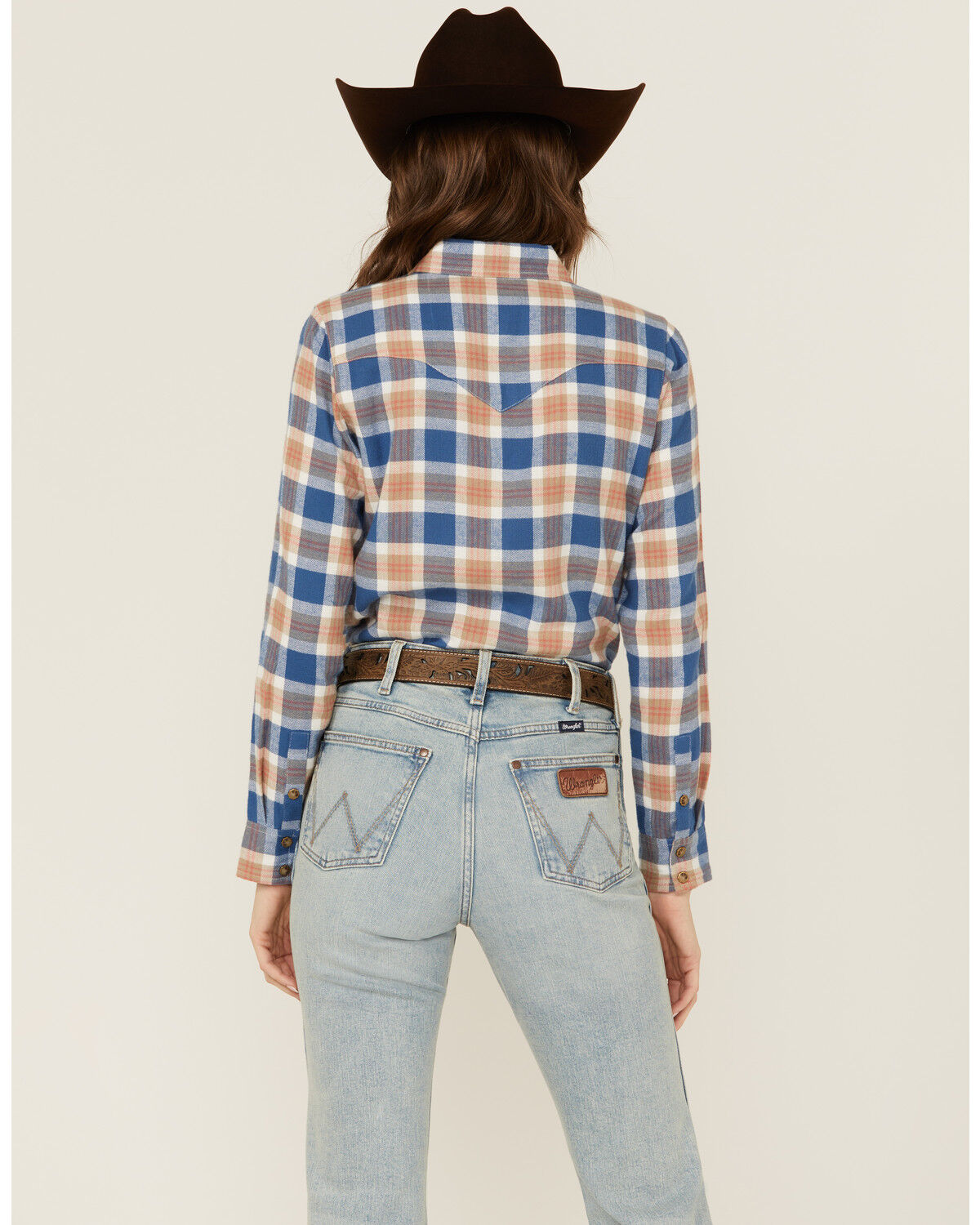 Image #4 - Shyanne Women's Plaid Print Long Sleeve Snap Flannel Shirt, Off White, hi-res