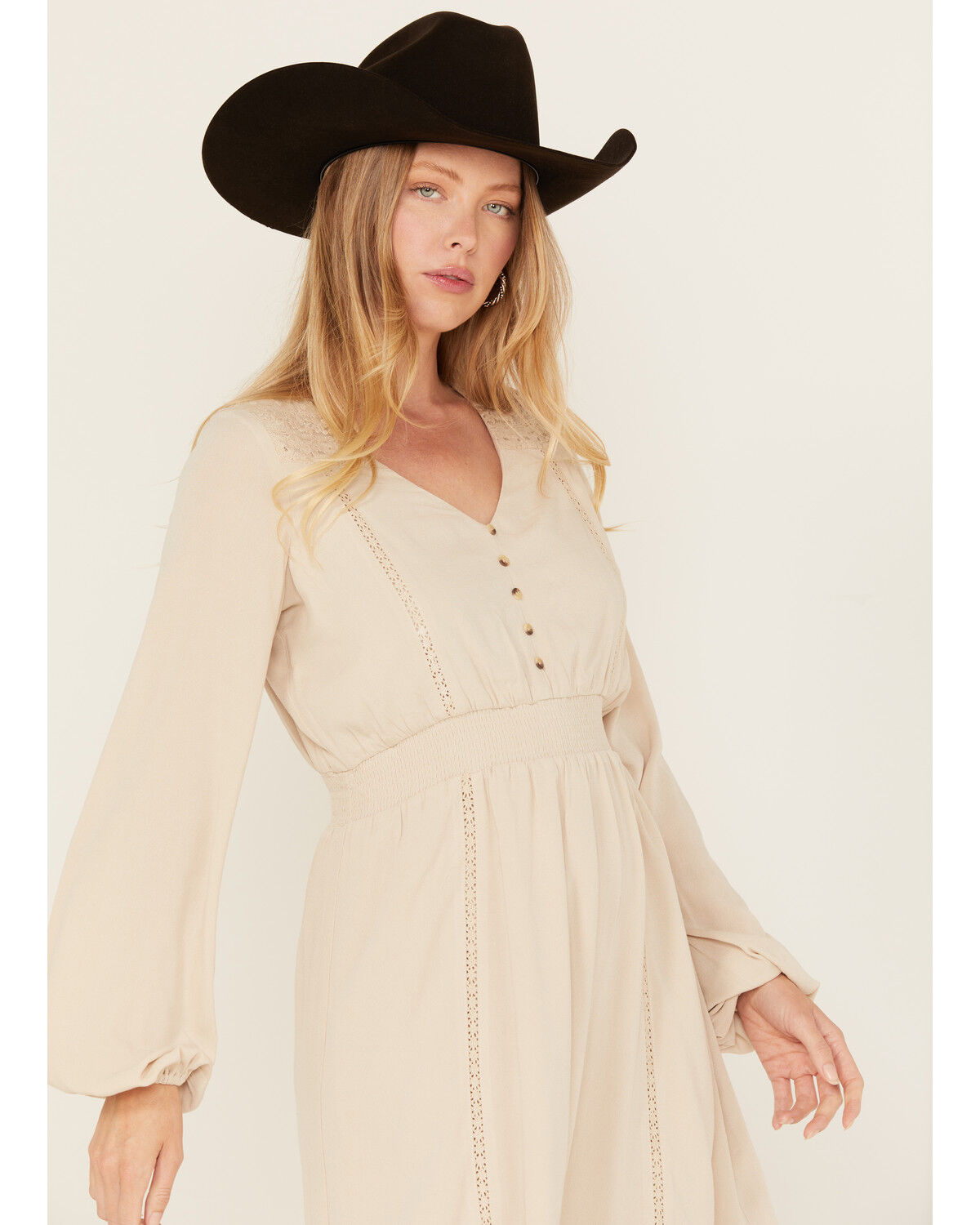Image #2 - Shyanne Women's Lace Long Sleeve Button-Down Mini Dress, Natural, hi-res