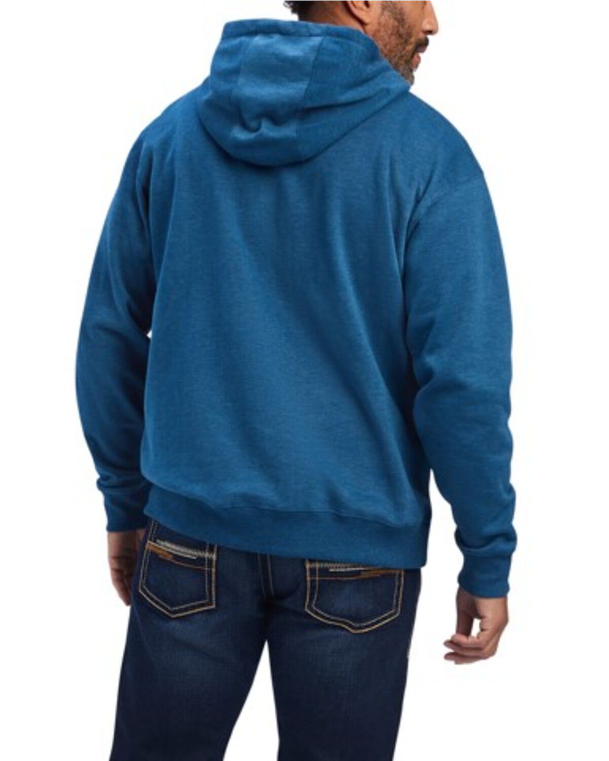 Image #2 - Ariat Men's Logo Graphic Hooded Sweatshirt, Blue, hi-res