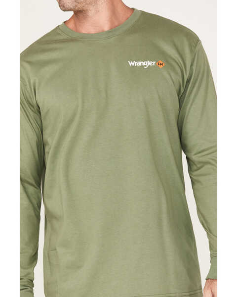 Wrangler Men's FR Skull Logo Graphic Long Sleeve T-Shirt, Olive, hi-res
