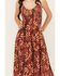 Image #3 - Angie Women's Floral Print Sleeveless Maxi Dress , Rust Copper, hi-res